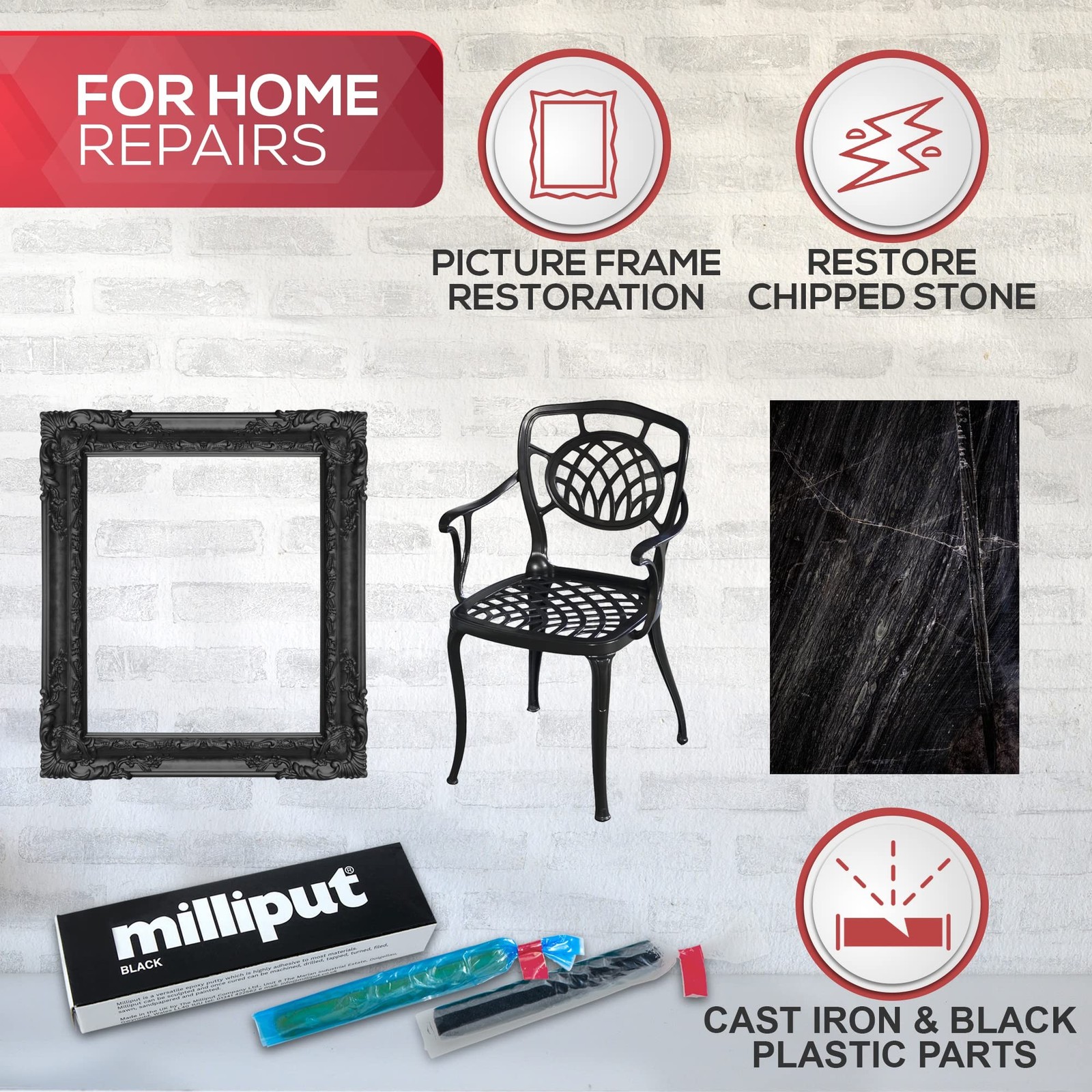 Milliput Epoxy Putty 10 Piece Set, Black Version - with Sculpting T... Fast Ship