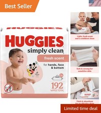 Portable Fresh Scent Baby Wipes   3 Flip-Top Packs of 64 for Easy Cleaning