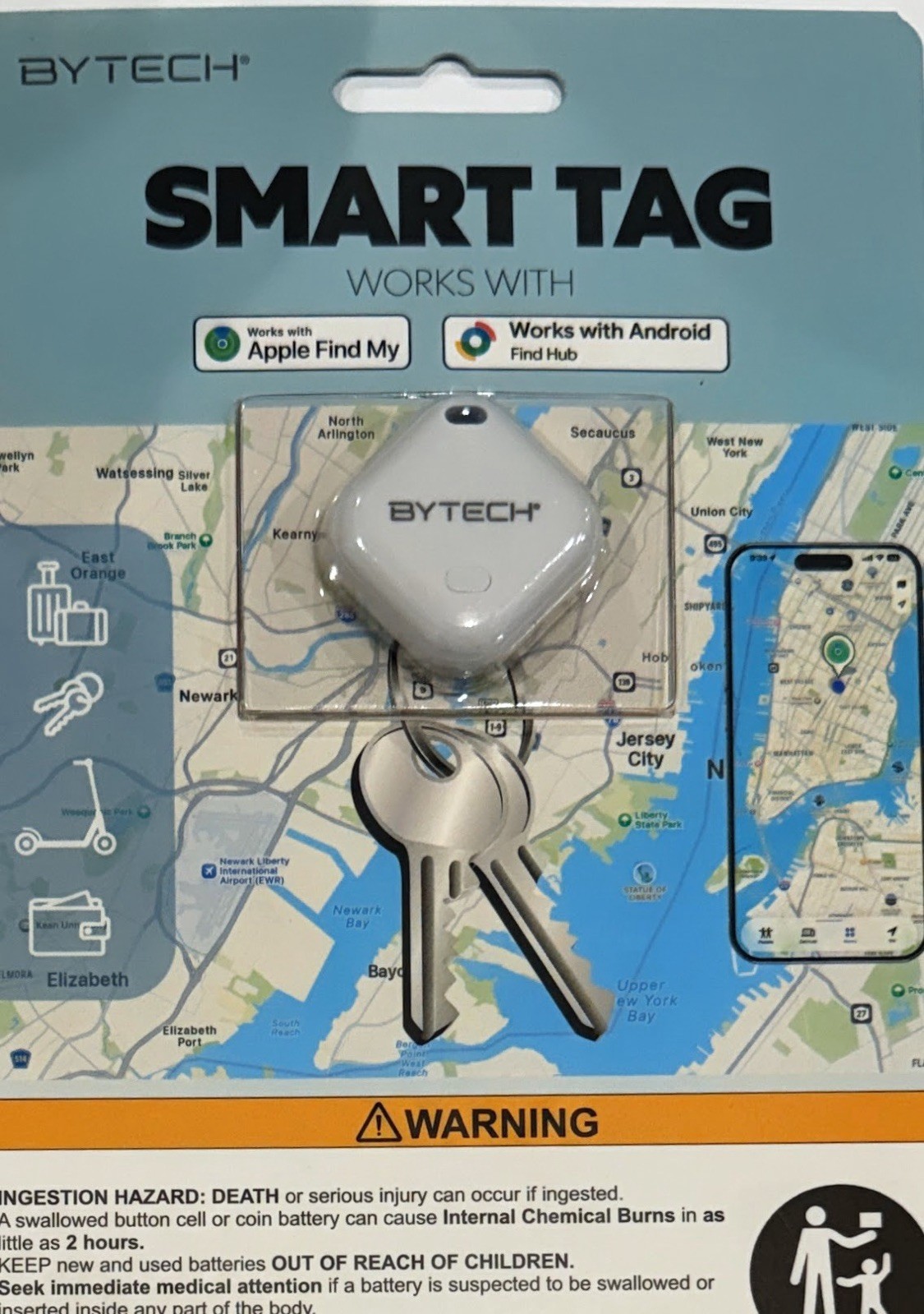 BYTECH Smart Tag Bluetooth Tracker Key Finder for Apple Find My ...