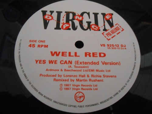 Well Red - "Yes We Can / let Me Out" - VIRGIN 12" Single PROMO