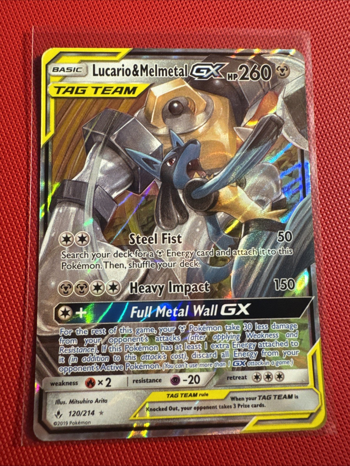 Lucario & Melmetal GX 120/214 Sm-Unbroken Bonds Holo