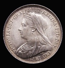 Sixpence 1899 Victoria Veiled Head, Lustrous UNC