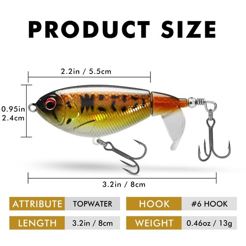 TRUSCEND Fishing Lures for Bass Trout Double Floating Rotating Tail Whopper S... - Picture 6 of 7