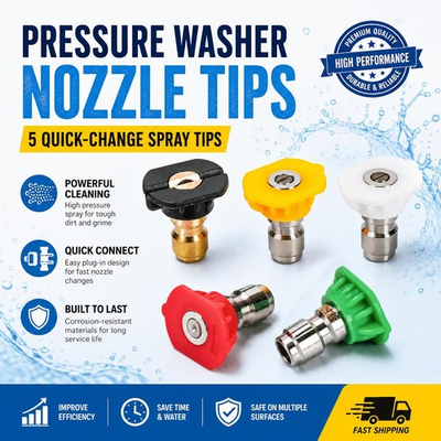 #ad 5PCS Set Pressure Washer Spray Nozzle Set Quick Connect 1 4quot; High Power Tips $5.22