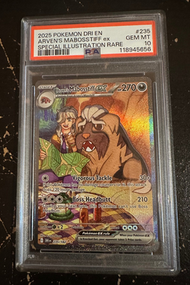 Pokemon TCG Arven's Mabosstiff ex SIR 235 PSA 10 Destined Rivals