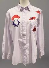 Vintage Get Lucky Women's Red Hat Society Appliqué Blinged Button Up Shirt S