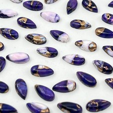 AAA  Purple Buffalo Copper Turquoise Cabochon Long Pear Shape Loose Gemstone