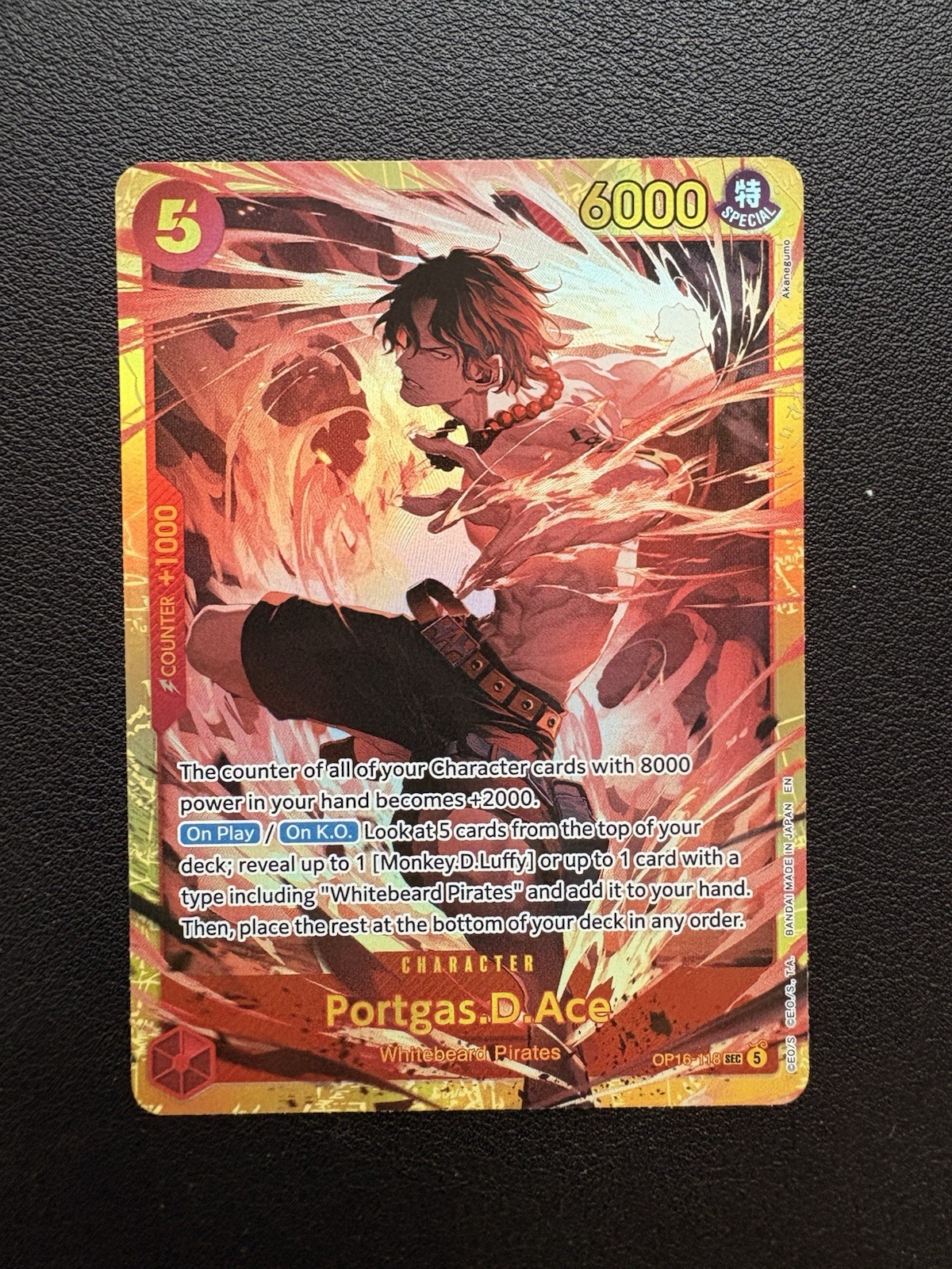 One Piece TCG Portgas D. Ace OP16-118 SEC The Time of Battle ENGLISH SEC