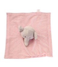 Baby Kiss Pink Polka Dot Elephant Security Blanket Lovey 10" inch X 10"
