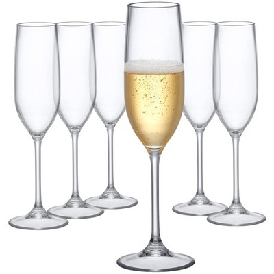 - Crystal - 8-Ounce Unbreakable Tritan Champagne Flutes (Set of 6), Plastic W...