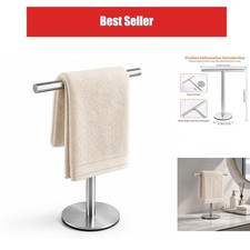 Hand Towel Holder Stand 13" T-Shape Brushed Stainless Steel Countertop Bathroom