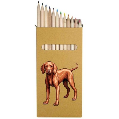 12 x 'Pixel Style Vizsla Dog' Long Colour Pencils (PE00089359)