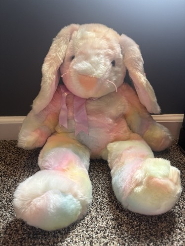 Pristine Vintage Ty Giant Hippie Bunny 21” Pastel Tie Dye Rabbit w/ Hang Tag