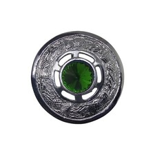 Brooch Kilt Scottish Fly Plaid Brooches Thistle Parrot Stone Chrome Finish AAR