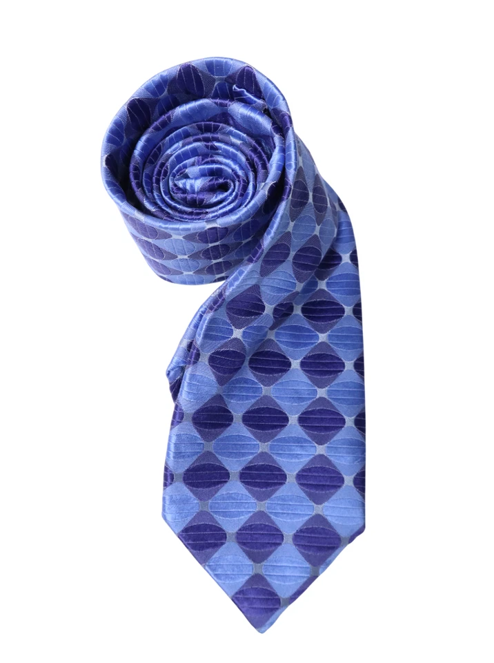 Atlas Design Tie Men One Size Blue Pattern Pointed Pure Silk - Image 2 of 4