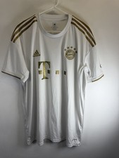 Adidas FC Bayern Munich 2022 Sz XL Away White Gold Soccer Futbol Football
