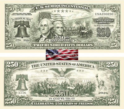 25 Pack USA 250th Anniversary Dollar Bill Collectible American Freedom Money