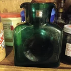 Blenko Green Art Glass Pitcher Glossy Finish Solid Pattern Glass Jug