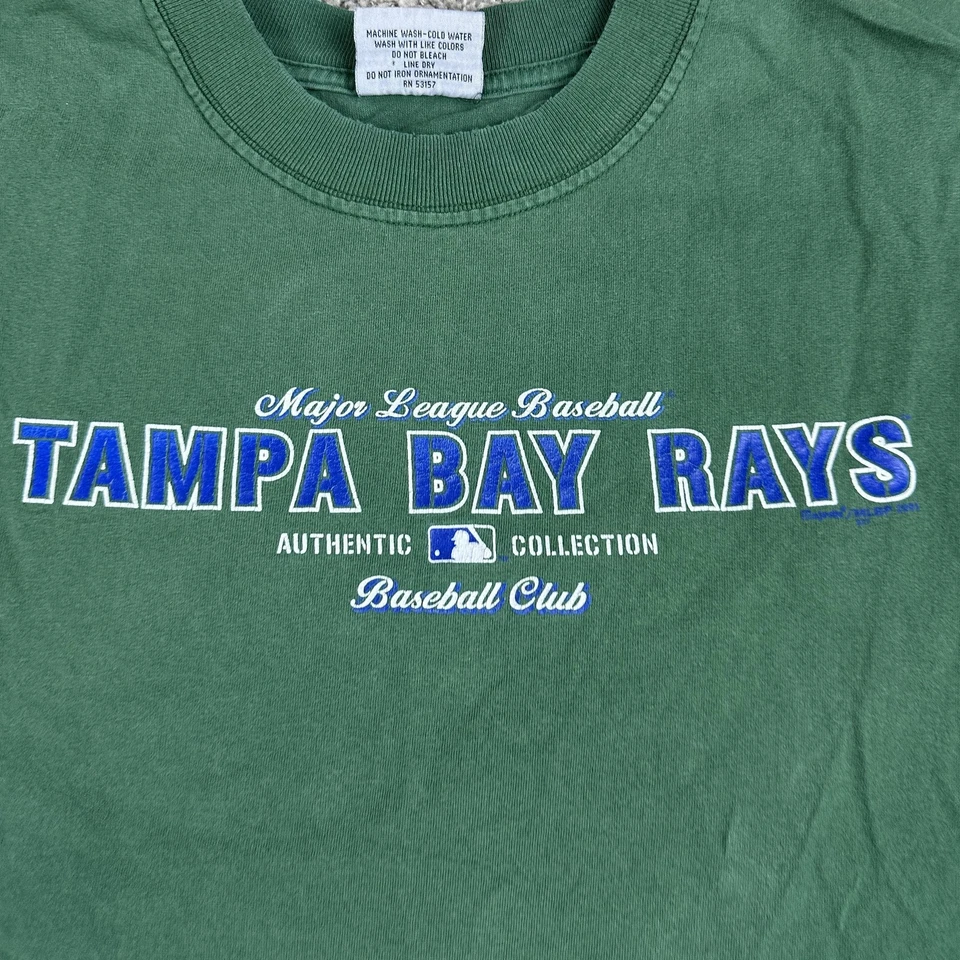 VTG Tampa Bay Rays Shirt Mens XL Green MLB Baseball Graphic Authentic Collection - Image 3 of 4
