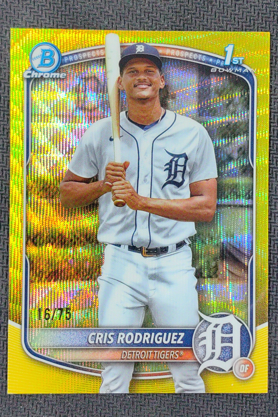 2025 Topps Chrome Bowman 1st Cris Rodriguez Yellow Wave Refractor /75 #BCP-250