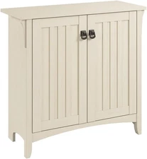 Bush Furniture Salinas Small Storage Cabinet with Doors and Shelves in Antique W