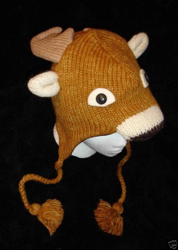 deLux DEER HAT knit ski cap ADULT reindeer animal costume LINED dear decoy mens - Picture 8 of 12