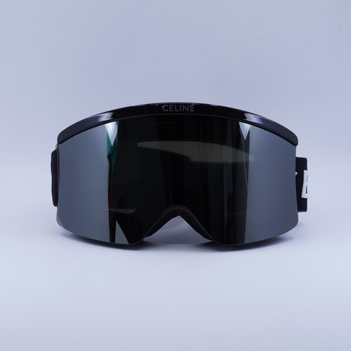 New Celine CL40302U SKI MASK 01C Shiny Black/Grey Smoke Mirror 0-0-0 Sunglasses - Picture 2 of 7