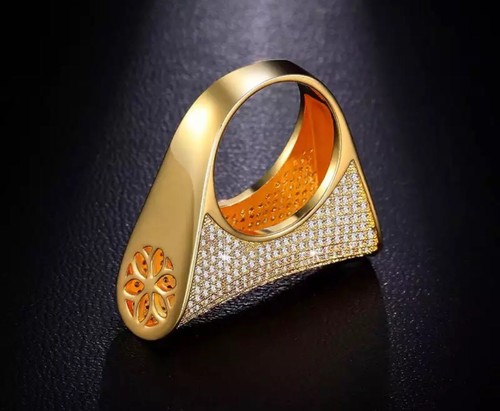 18k Gold Filled Big Bold Lab-Created Diamond Stone Gorgeous Index Cocktail Ring - Picture 10 of 15