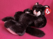 Ty ?Frisky? Lazy Laying Black Cat Soft Plush Toy 12? Tag 1995 Sally Winey