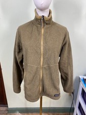 REI Womens Sz L Green  Tan Zip-In Full Zip Fleece Jacket Pockets Hiking Outdoor