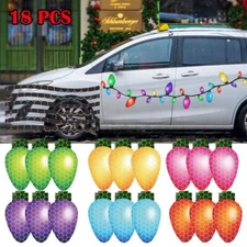 18PCS Magnet Reflective Sticker Christmas Light Bulb Shaped Decal Car Home Decor