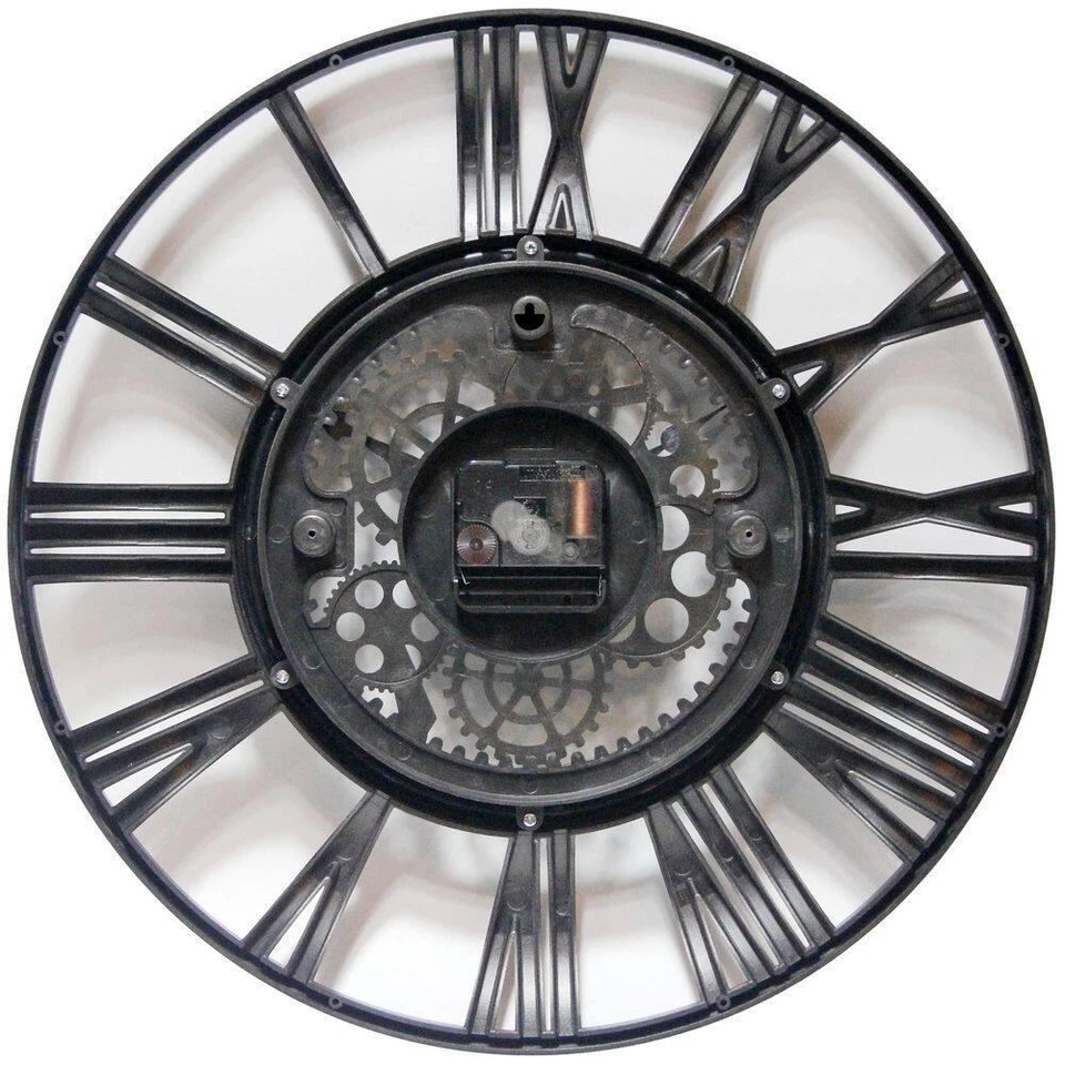 Infinity Instruments Wall Clock Roman Gear Rust Plastic Case Industrial Vintage - Image 4 of 4