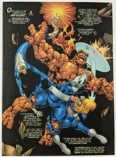 Fantastic Four Team FF Thing Comic Panel Poster Art Splash Page Salvador Larroca