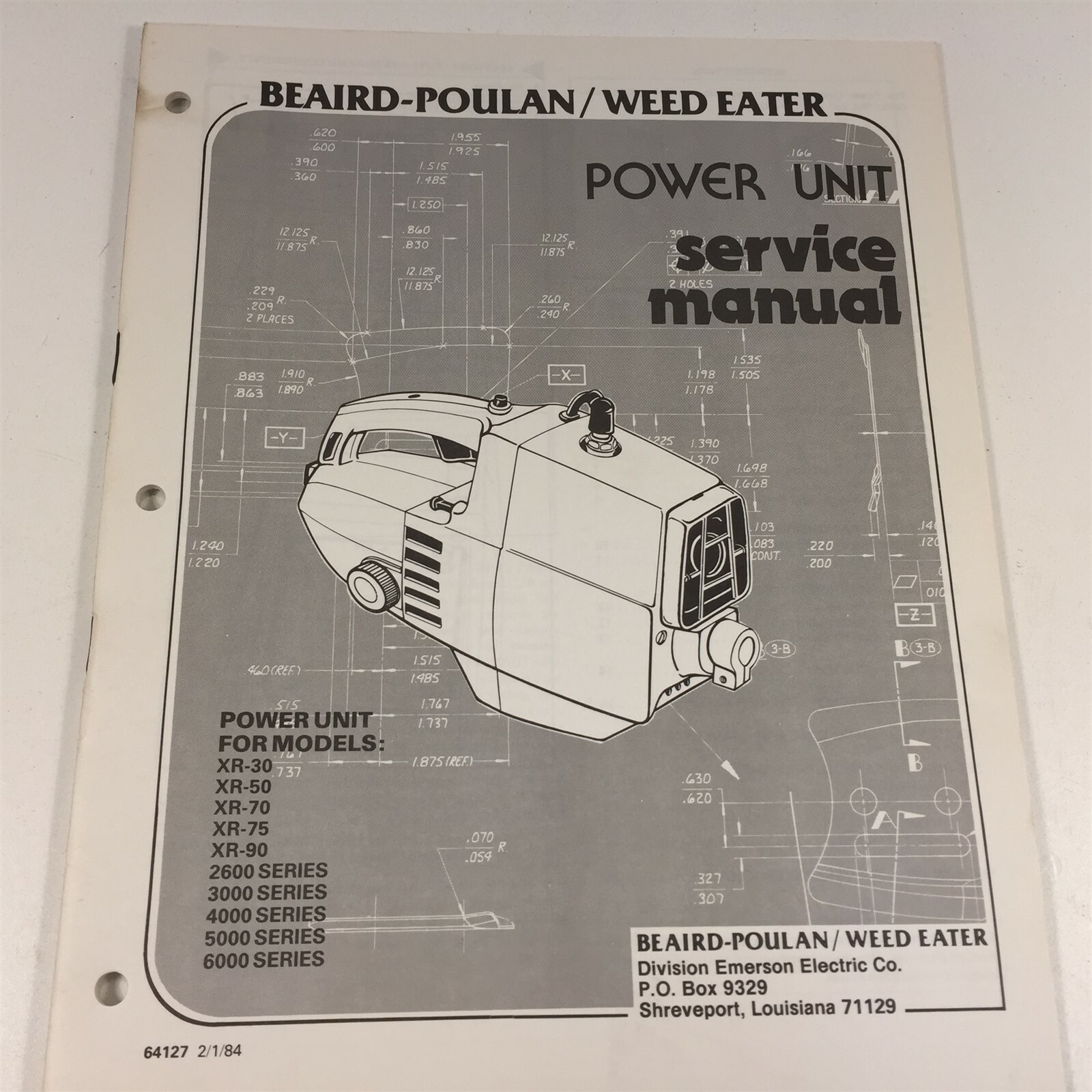 1984 Poulan Weed Eater Model XR-30 50 70 75 2600 3000 Power Unit Service Manual