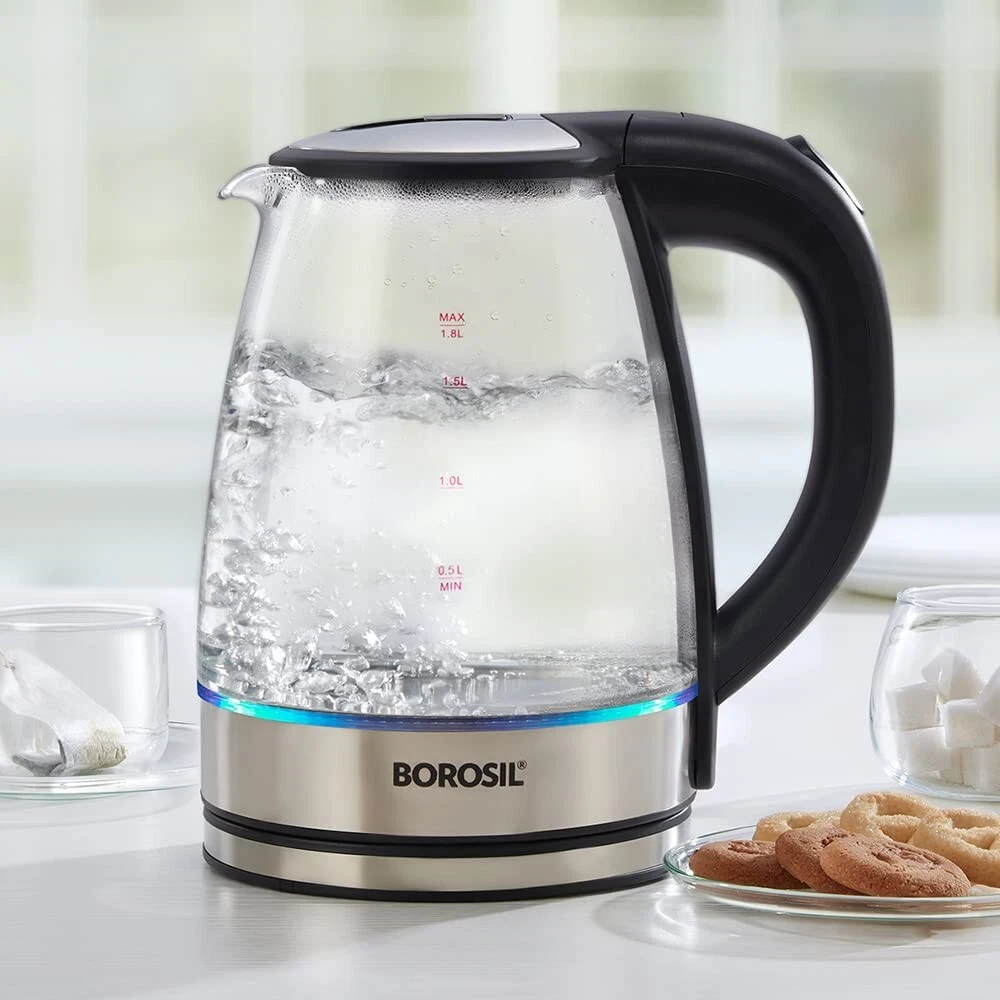 Electric Glass Kettle,Borosilicate Glass,Extra Long Cord,Dry-Boil