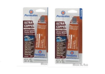 2x PERMATEX Ultra Copper Sensor Safe High-Temp RTV Silicone Gasket Maker 3oz