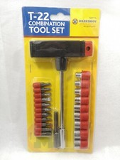 T-Bar T-Handle Spanner Socket Set Tork Adaptor Star Phillips 22pc