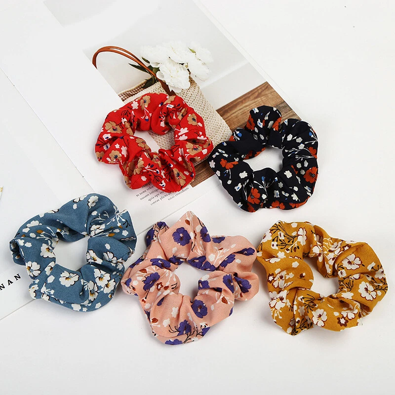 1Pc Floral Hair Ring Scrunchies Hair Tie Elastic Ponytail Hair Rope Rubber Bands - Image 2 of 4