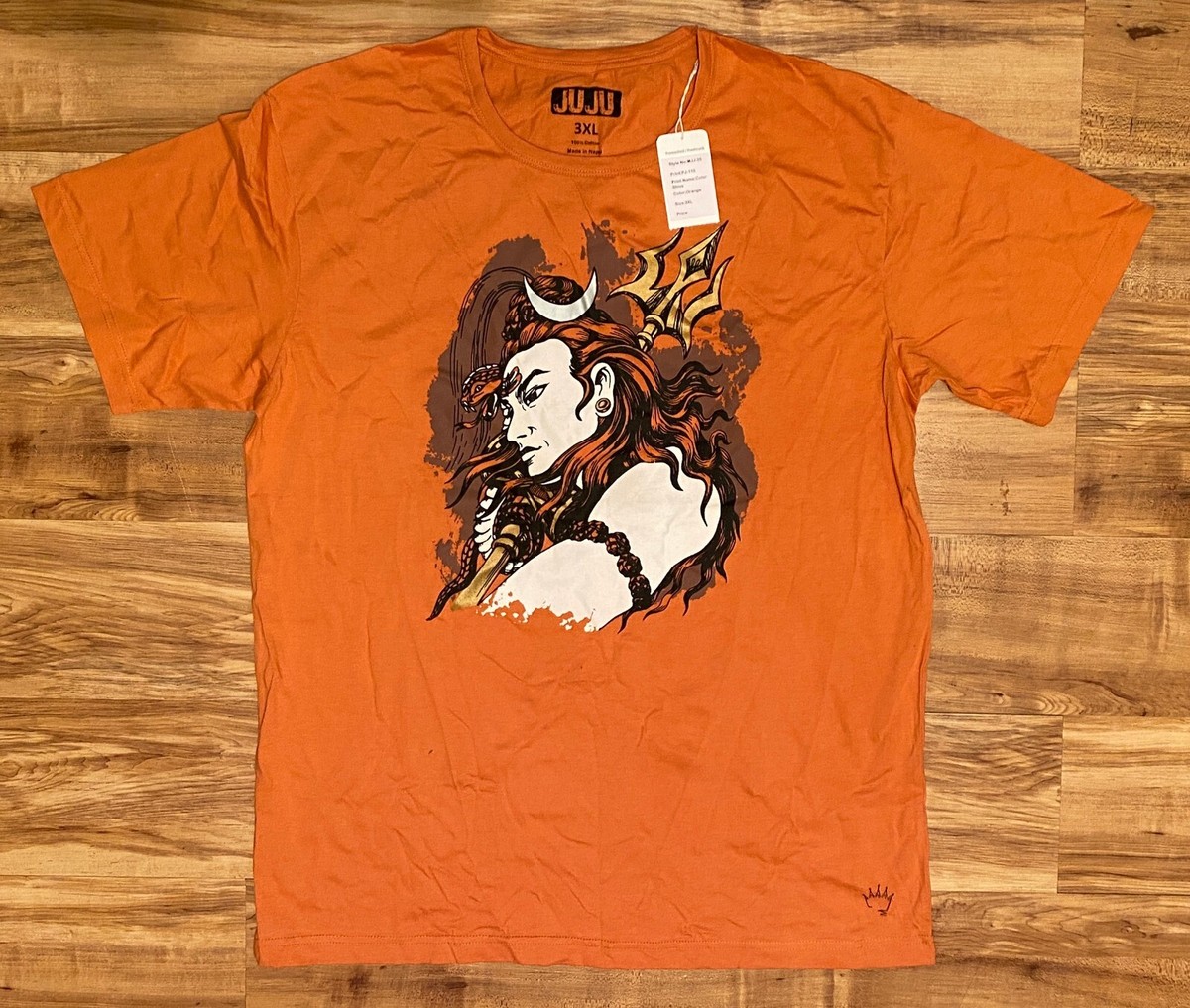 SIVA / シヴァ / Cut-out T-Shirt Men's Shiva T-Shirt: Large L: orange Hindu god | eBay