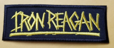 Embroidered Iron Reagan Thrash gold/yellow Band Patch approx 1.5x4.25''