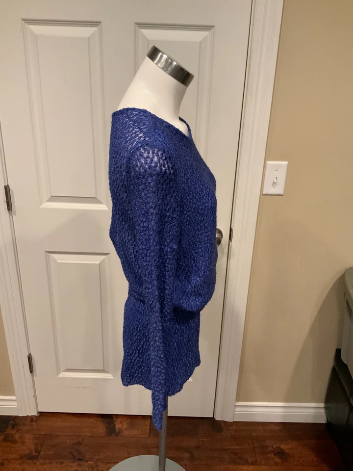 Alexis Jaylin Blue Textured Long Sleeve Romper, Size Medium - Image 3 of 4