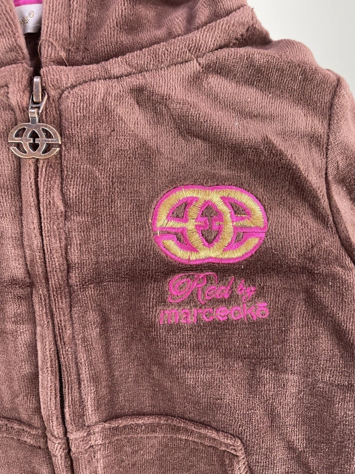 Nuevo traje de chándal de terciopelo marrón rojo de Marc Ecko para niñas talla 4T Foto 3 de 4