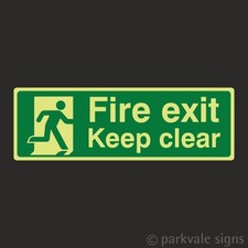 Photoluminescent British Standard Fire Exit Signs (300mmx100mm) - FREE SHIPPING