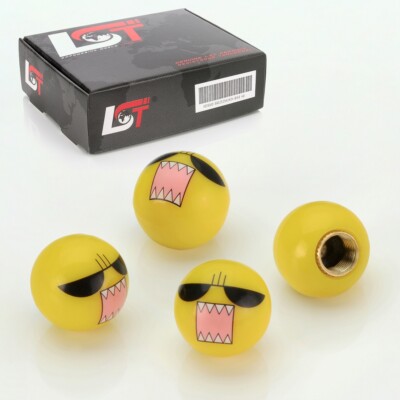 4x valve caps aluminum tires valve emoji smiley trouble yellow for BMW 5 Series 6