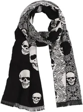 Women Scarf Men Skull Shawl Unisex Soft Long Elegant Black White 