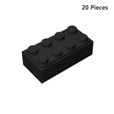 ZITIANYOUBUILD 3001 Brick 2X4 Black Bricks 20 Pieces Bricks 100% Compatible