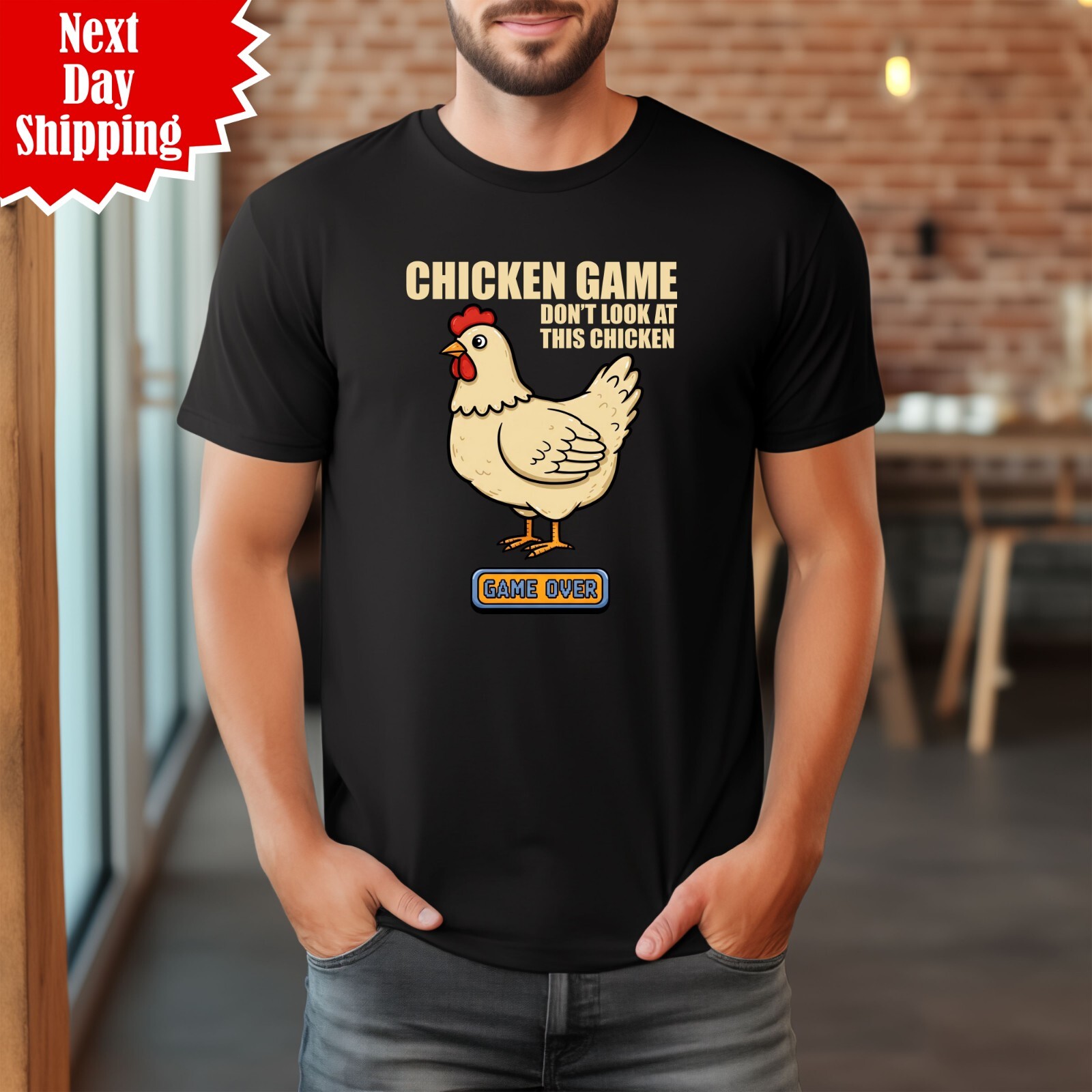 Chicken Game T Shirt Don't Look At This Chicken Printed Game Over Funny Tee Top