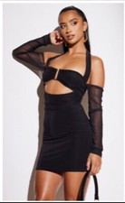 PLT Black lace sleeved bodycon dress