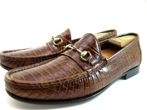 Allen Edmonds "Verona II" Men's Italian Dress Loafers 11 D Chestnut Croco(449N) - Picture 4 of 11