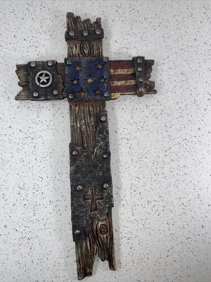 ESTILO AMERICANA OCCIDENTAL 14" CRUZ COLGANTE DE PARED Fe País Ley Sacrificio Foto 3 de 4
